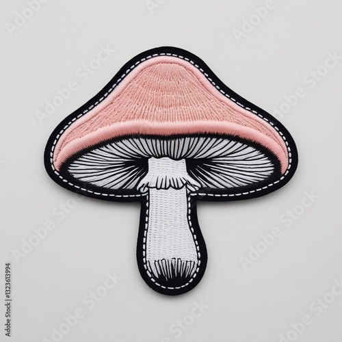 Embroidered Mushroom Patch or , Iron-on or Sew-on Fabric Badge, Realistic Fungi Embroidery Design for Fine Craftsmanship, Decoration, and More