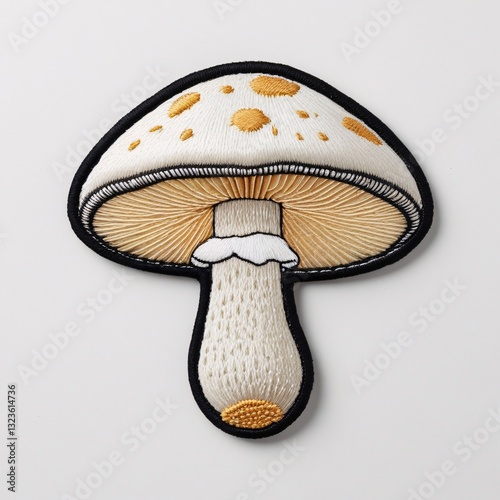Embroidered Mushroom Patch or , Iron-on or Sew-on Fabric Badge, Realistic Fungi Embroidery Design for Fine Craftsmanship, Decoration, and More