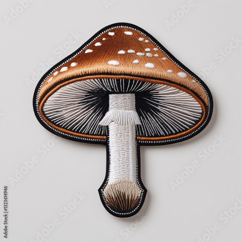 Embroidered Mushroom Patch or , Iron-on or Sew-on Fabric Badge, Realistic Fungi Embroidery Design for Fine Craftsmanship, Decoration, and More