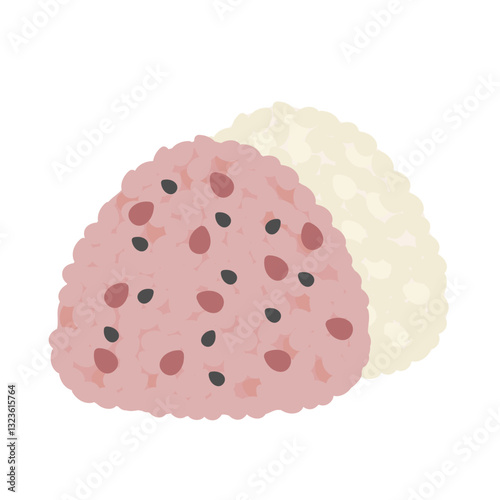 赤飯おにぎり　塩おにぎり　イラスト
