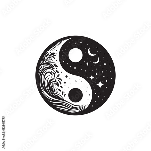 Yin Yang icon vector symbol design art illustration