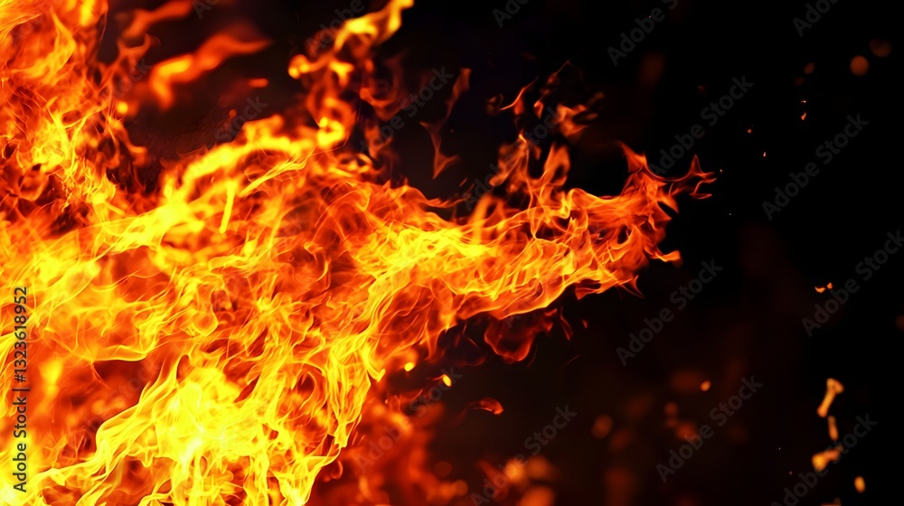Dynamic Flames Dancing Against a Dark Background Creating Intense Heat and Light Dynamic Flames Dancing Against a Dark Background Creating Intense Heat and Light