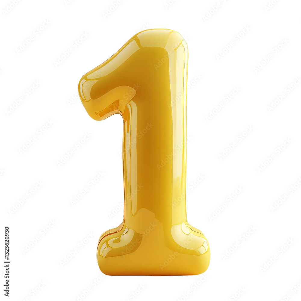 Shiny Yellow Number One with Transparent Background Shiny Yellow Number One with Transparent Background