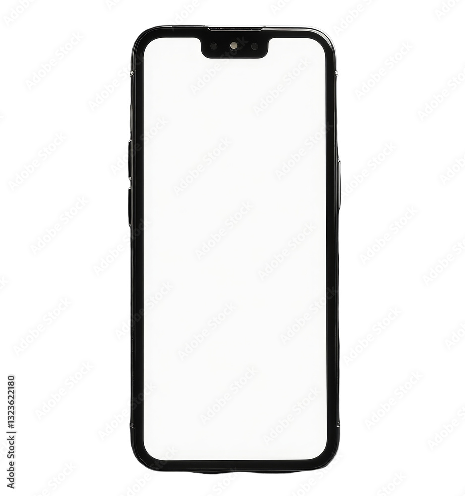 Smartphone with white screen and transparent background