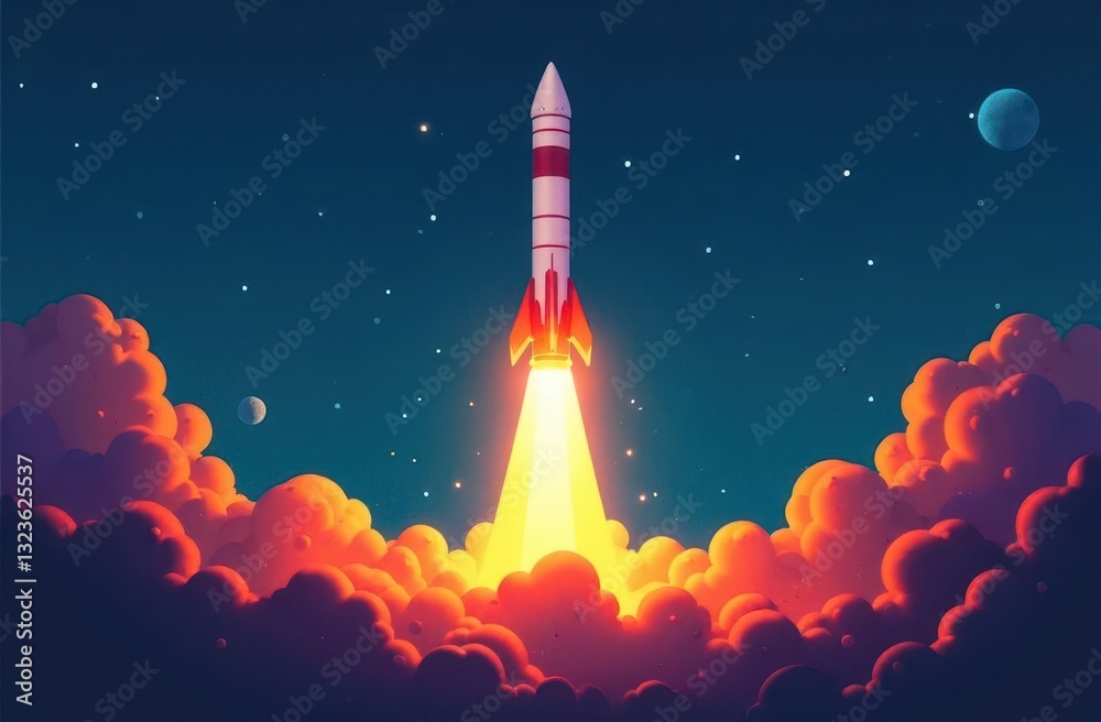 Naklejka premium Military missiles launched for a significant strategic attack operation