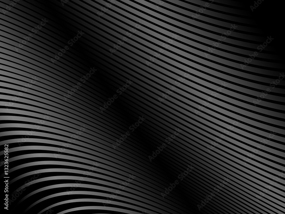 Abstract art geometric black background with shiny abstract 3d gradient gray lines pattern. Gray black optical illusion with waves and transitions. Abstract art geometric black background with shiny abstract 3d gradient gray lines pattern. Gray black optical illusion with waves and transitions.