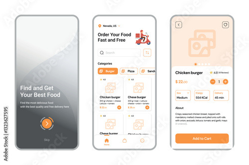 Food Delivery Mobile App UI – Dark Mode Checkout, Navigation & Screens