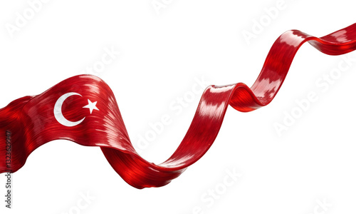 Wavy Flag of Turkey with Transparent Background