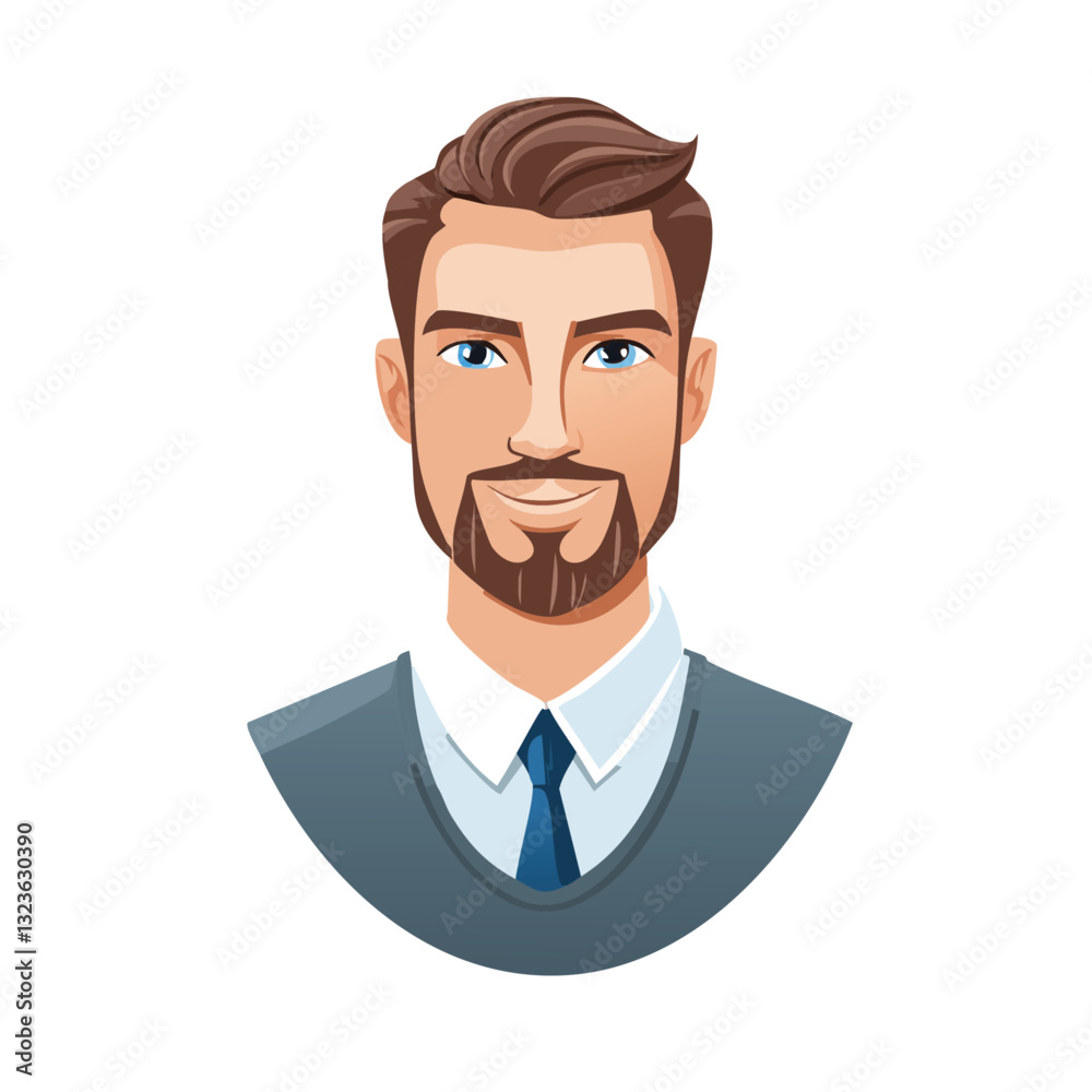 businessman with a smile in a suit vector icon design