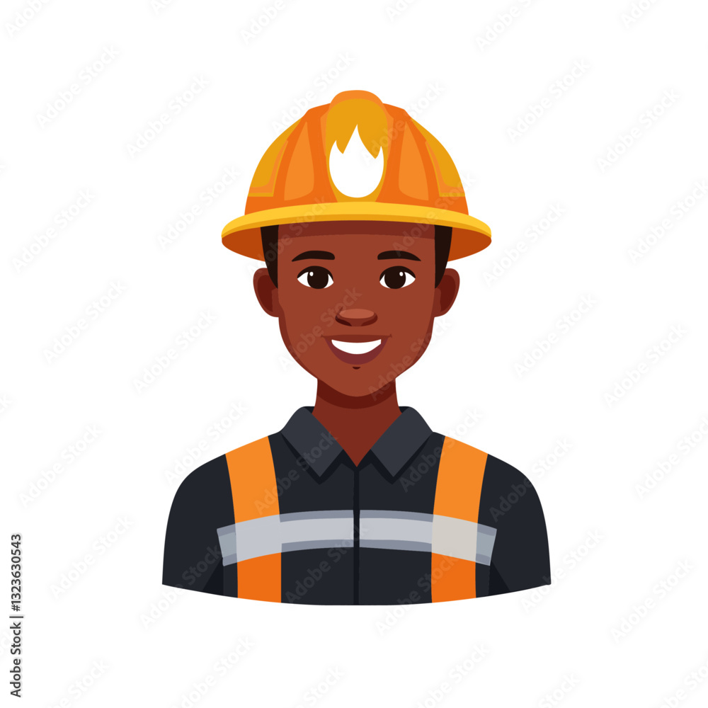 portrait funny cartoon firefighter men vector icon design