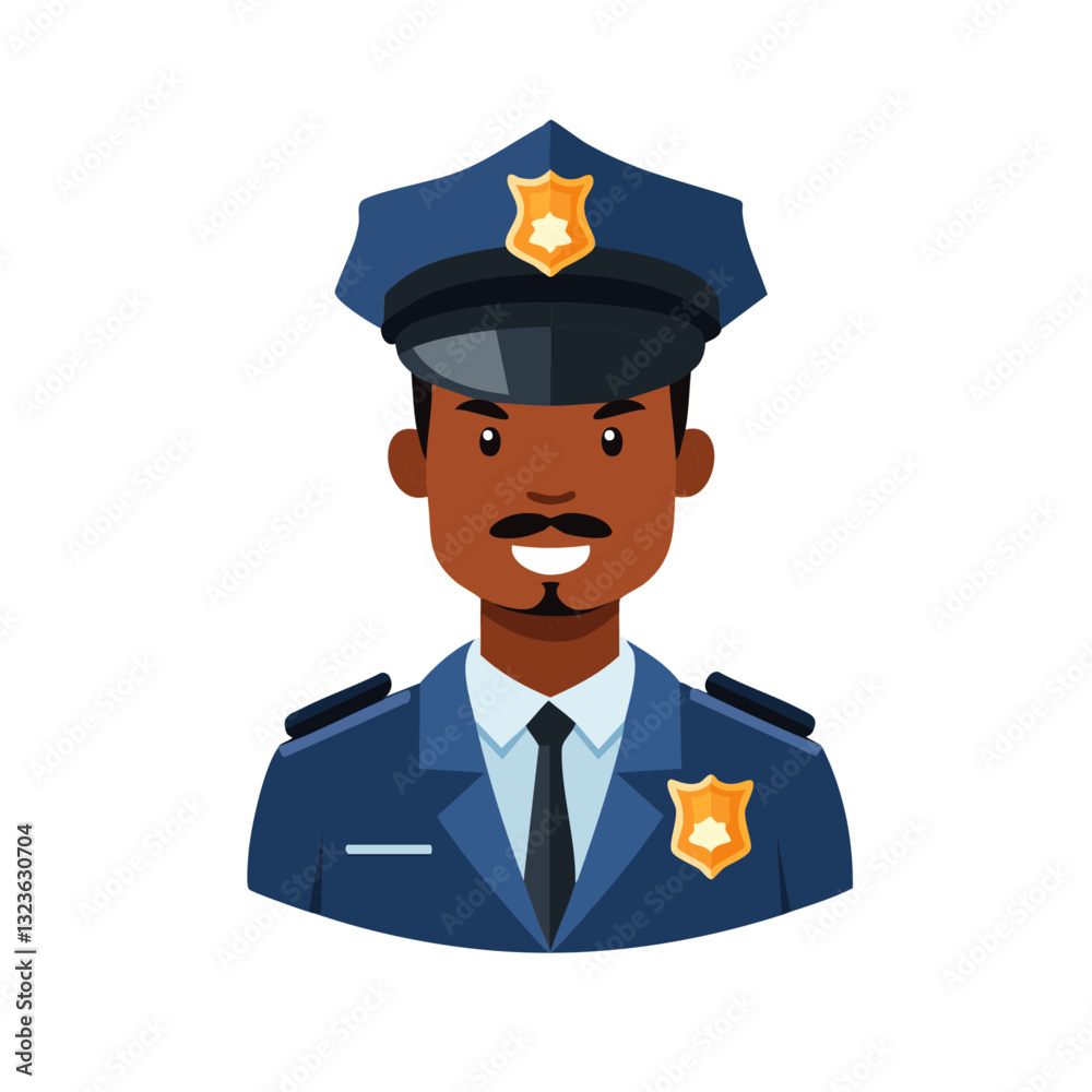 funny cartoon black policeman officer vector icon design