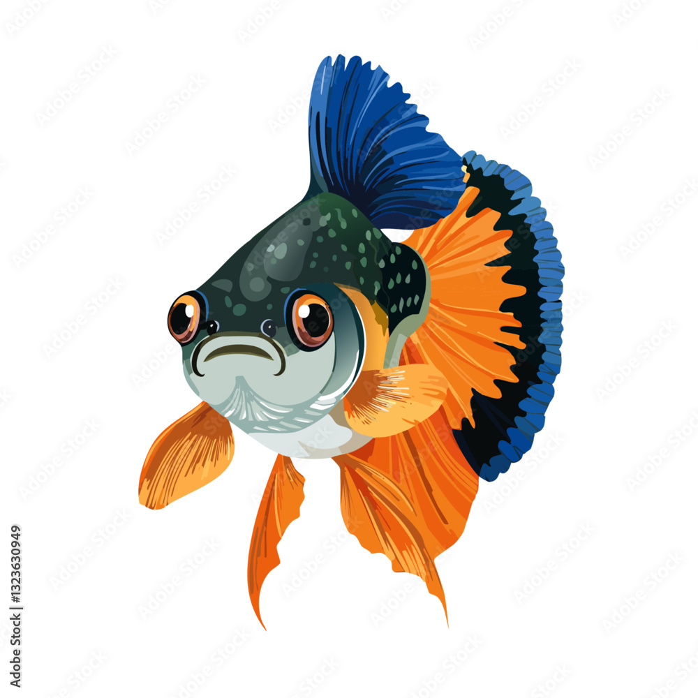 illustration of cartoon Poecilia reticulata guppy fish vector icon design