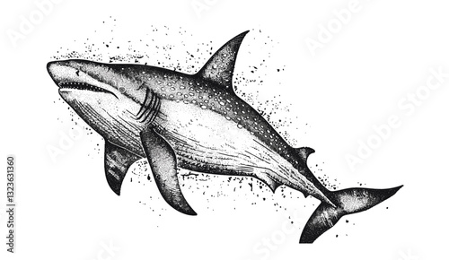 Ink sketch killer whale, wild hammer shark, vector art dolphin, vintage engrave saw fish, ocean life, isolated sea creatures, marine animals, aquatic background line.