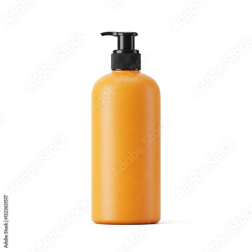 Wallpaper Mural Matte orange plastic bottle of skincare packaging mockup with black pump cap isolated on white background, skincare and cosmetics product Torontodigital.ca