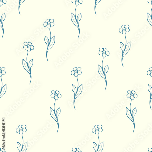 Seamless pattern of wildflowers. Natural background from sketches of plants.