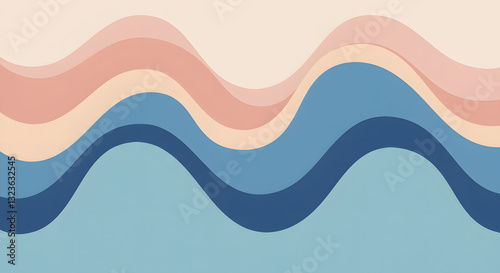 Abstract Wavy Background in Pastel and Blue Tones