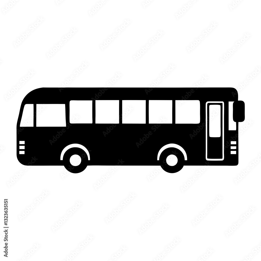 A simple, black and white illustration of a bus A simple, black and white illustration of a bus