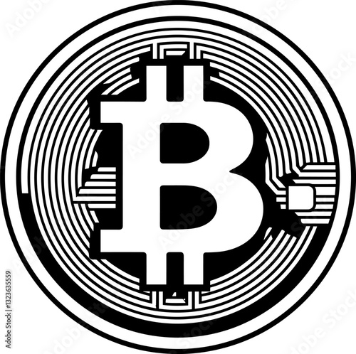 Bitcoin: Digital Currency & Cryptocurrency Icon. Modern Finance & Investment Concept. Secure Online Payment & Global Trading Symbol.
