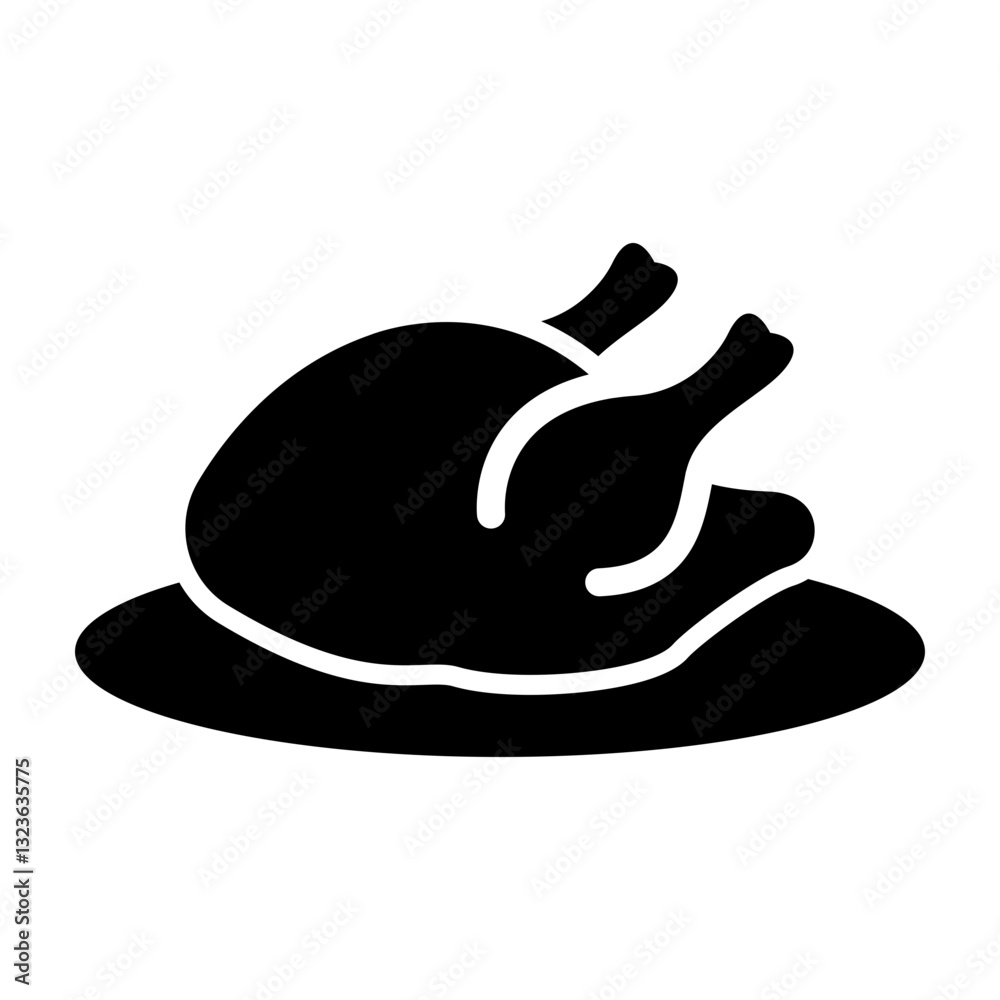Fototapeta premium Roast Chicken Vector Glyph Icon Design