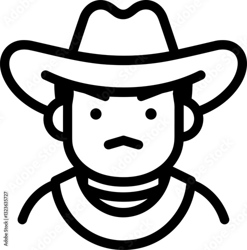 Cowboy Icon: A Simple and Minimalist Western Character Portrait