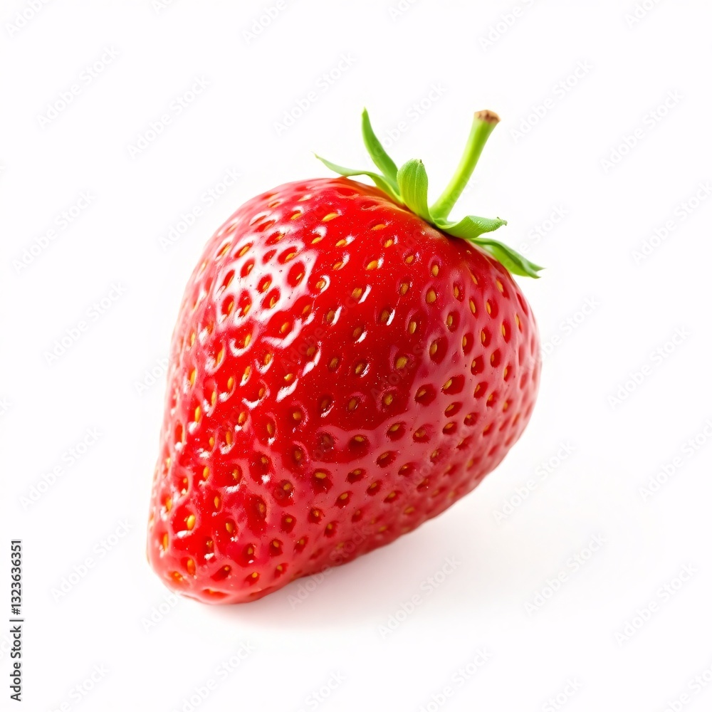 A red strawberry, Ripe Strawberry, Juicy Strawberry on White, Close-up of a Strawberry A red strawberry, Ripe Strawberry, Juicy Strawberry on White, Close-up of a Strawberry