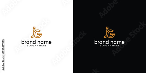 letter j g logo lineart