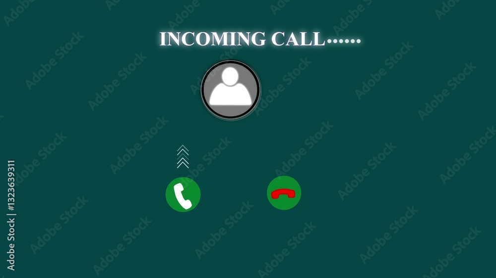 Incoming Call Screen Animation with Accept and Decline Option And Copy Space Placement on Black Background. Incoming Call Screen Animation with Accept and Decline Option And Copy Space Placement on Black Background.