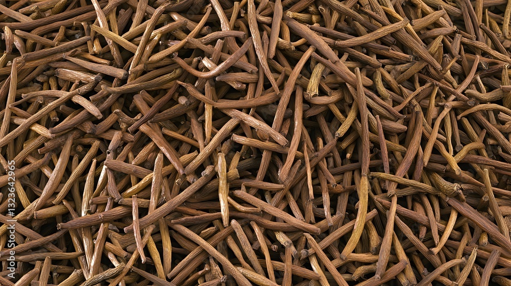 Natural Brown Wood Sticks Textured Background of Organic Materials for Crafting or Design