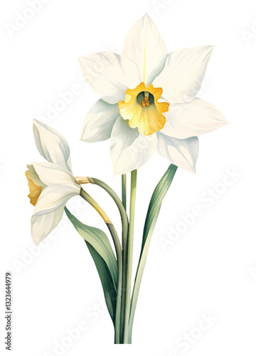 daffodils on white background