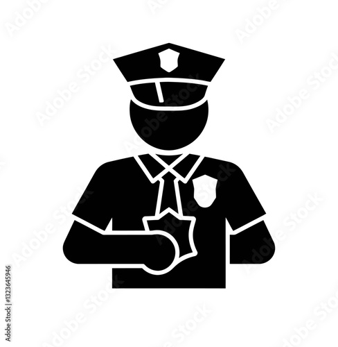 Police officer icon vector in black color with white background