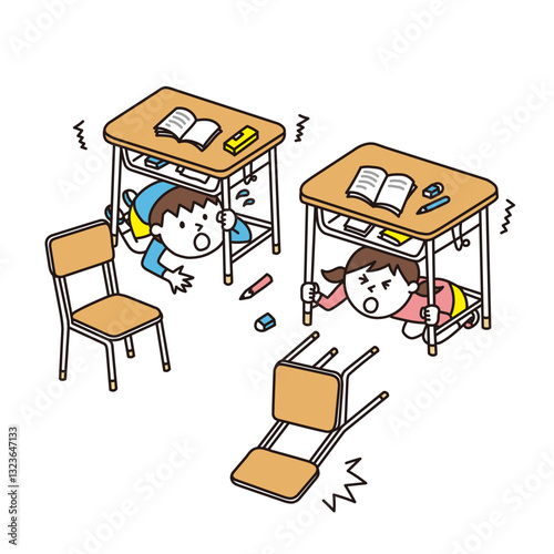学校で地震発生