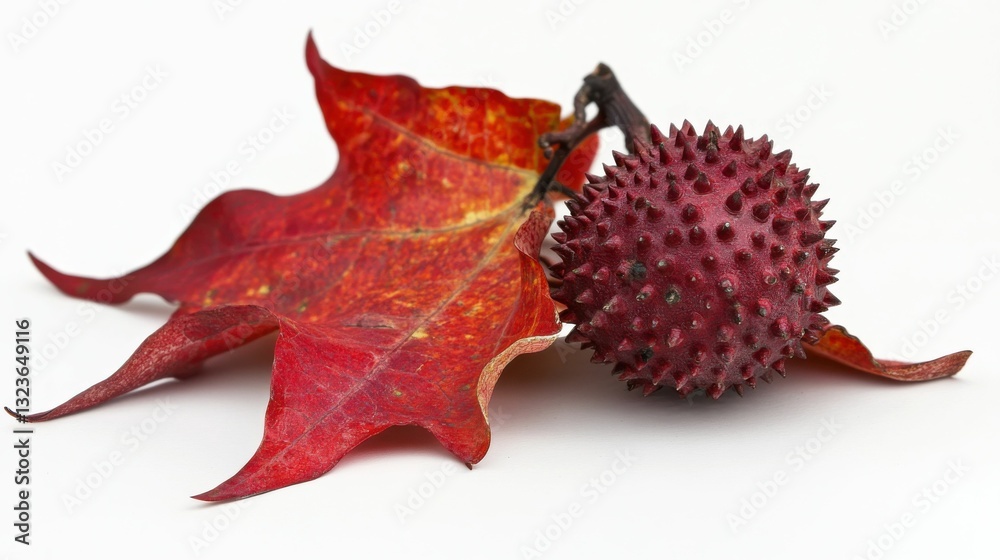Naklejka premium Sweetgum Tree Leaves in Autumn Foliage. Nature's Fall Beauty in Red and Green