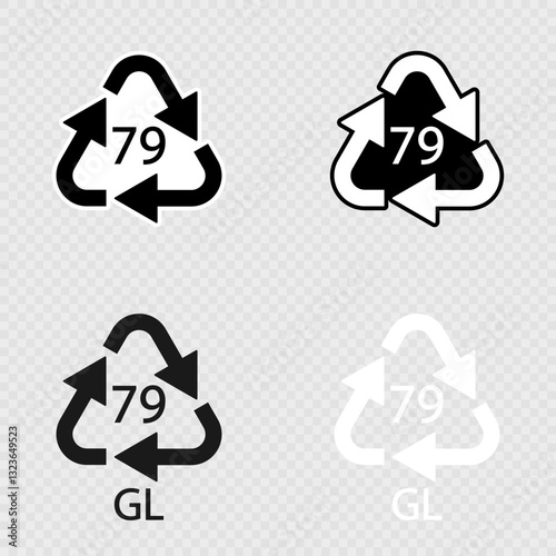 Gold plated glass. Glass recycling code 79 GL set.