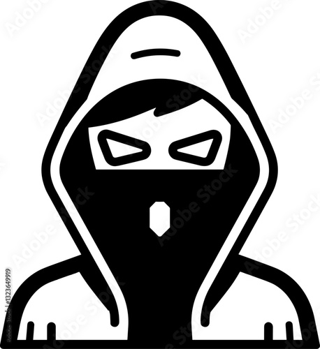 Hacker Icon: Cybersecurity Threat and Data Protection in Digital World
