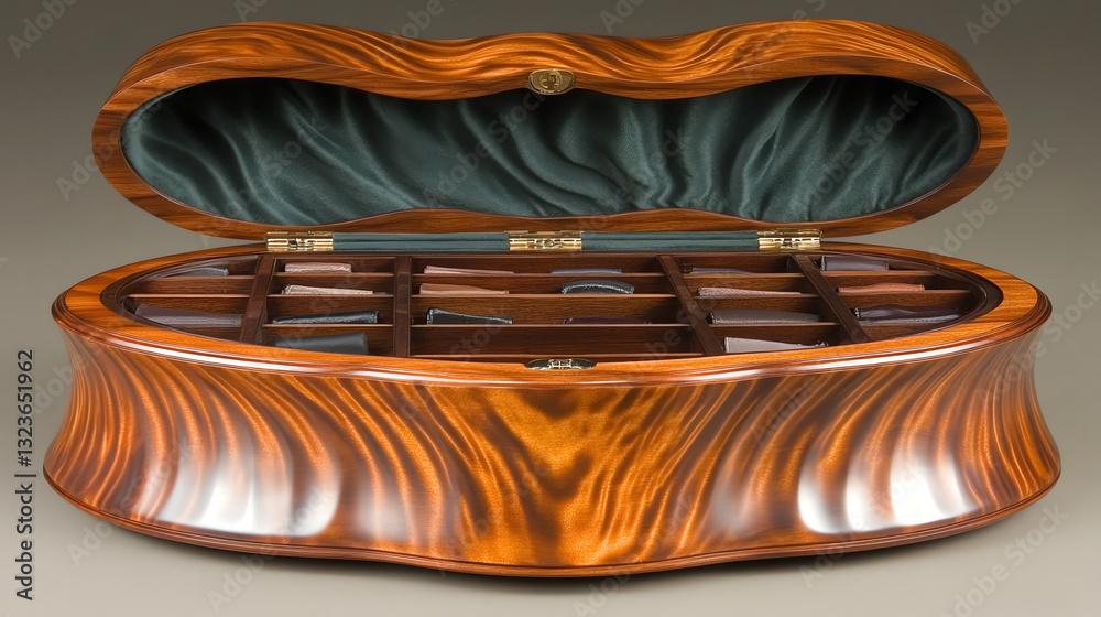 Obraz premium A luxurious jewelry box is open.