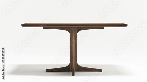 A minimalist, sleek cafeteria table, crafted from dark wood, stands majestically against a transparent background, its clean lines and modern design exuding an aura of sophistication and elegance.