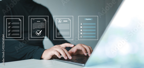 Users fill out online survey information with online registration form, register new users, fill out the application form with personal information to create an account on the website.