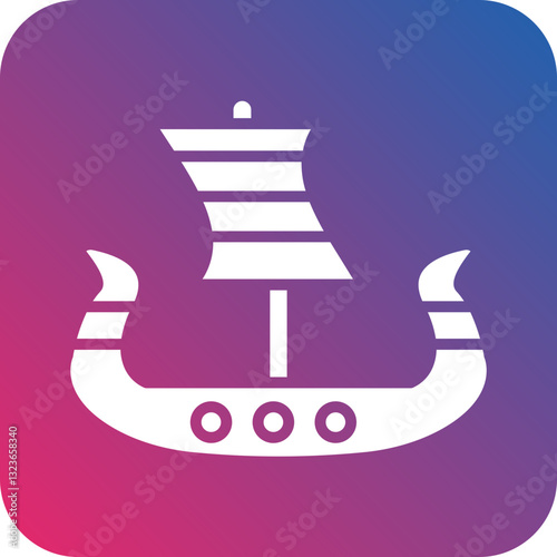 Viking Ship Icon Style
