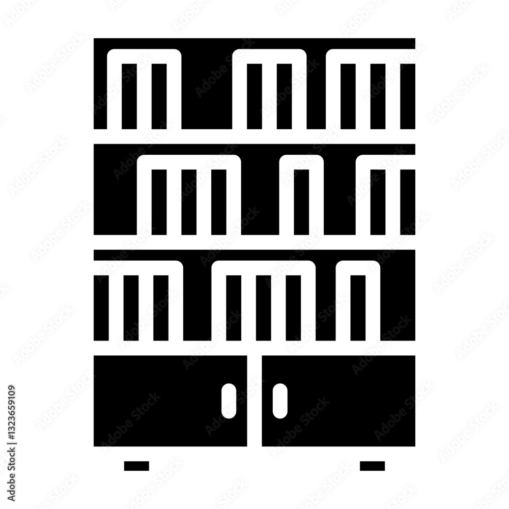 Bookcase Vector Glyph Icon Design Bookcase Vector Glyph Icon Design