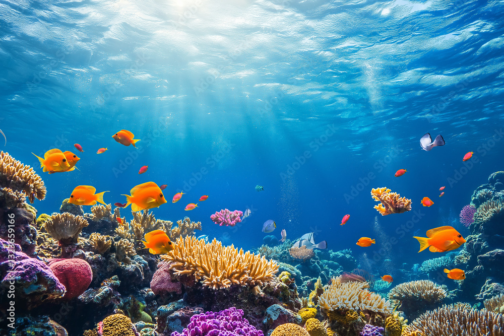 Obraz premium Repercussions and ecological ramifications of lifeless coral reefs, epitomizing a cascade of consequences on marine ecosystem, fisheries, and overall well-being of our vast oceans