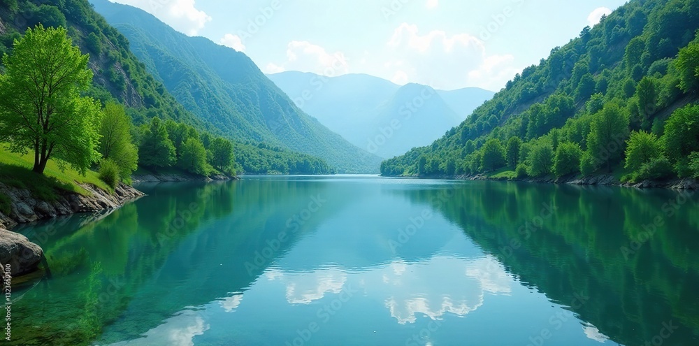 Fototapeta premium Serene lake waters reflected in the stillness of ambazari lake, water, greenery