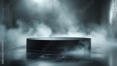 Wallpaper Mural A Mysterious Black Platform Shrouded In Ethereal Mist, A Stage For Secrets And Untold Stories Within A Dark, Atmospheric Setting Torontodigital.ca