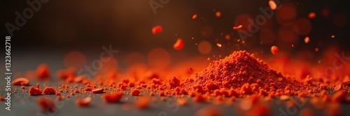 Silently drifting, paprika flakes suspended in air, soft focus, stillness, flakes, quiet