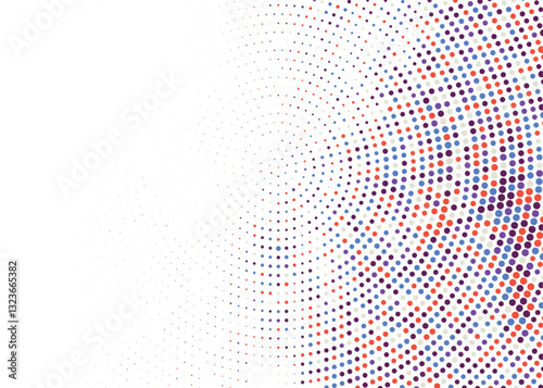 Abstract colorful circular halftone background. Dotted circle pattern. Consisting of dots. Vector illustration. Digital and print use. 