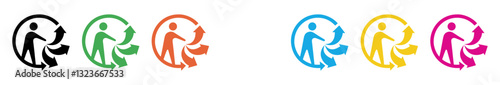 Triman logo recycle icon transparent png. triman vector symbol set. sign of recycling of poly-bags in France