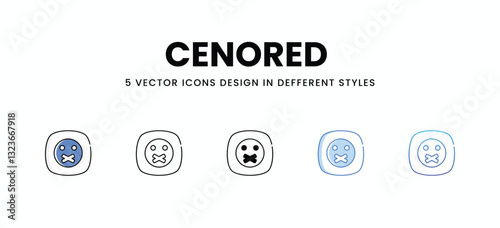 Cenored  vector icons set stock illustration