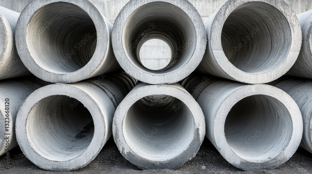 Concrete rings, drainage system. Generative AI Concrete rings, drainage system. Generative AI
