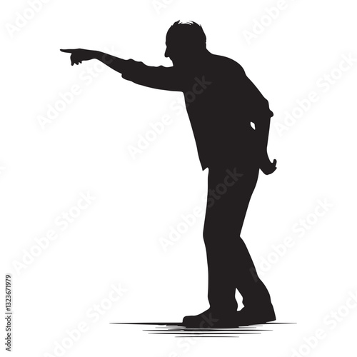 Encouraging Pointing Oldman silhouette, guiding the younger generation - Oldman illustration - Minimalist Pointing Oldman vector - Grandfatherly presence
