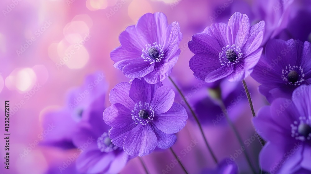 Fototapeta premium A symphony of violet, as delicate blossoms unfurl in vibrant purple hues, their petals unfurling in a graceful cascade, a sight sure to enchant and inspire.