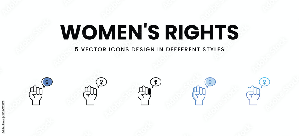 Women's Rights vector icons set stock illustration Women's Rights vector icons set stock illustration